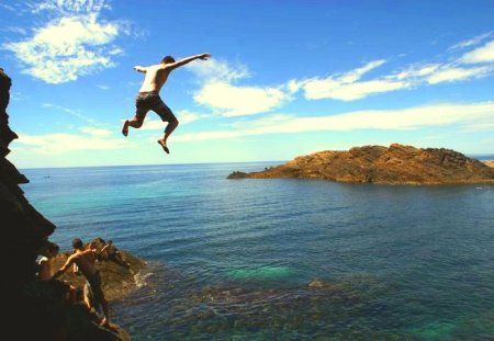 What it Feels Like to Jump off a Cliff « sarsrose Jumping Off Cliff, The Deep Ocean, Cliff Jumping, Deep Ocean, When You Know, Negative Thoughts, Art Reference Photos, Summer Activities, The Rock