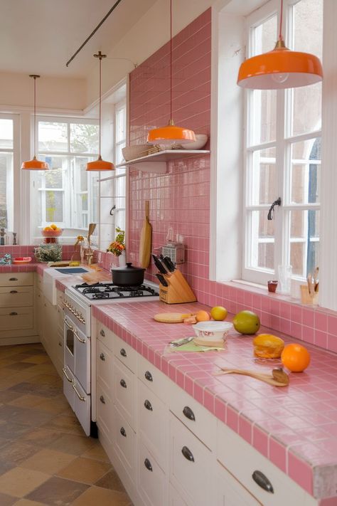 17+ Bright Kitchen Ideas for a Bold, Eclectic Look Funky Dollhouse, Bright House Decor, Dopamine Kitchen, Bright Kitchen Ideas, Colourful Kitchen Ideas, Eclectic Kitchens, Eclectic Kitchen Ideas, Eccentric Kitchen, Fun Interior Design