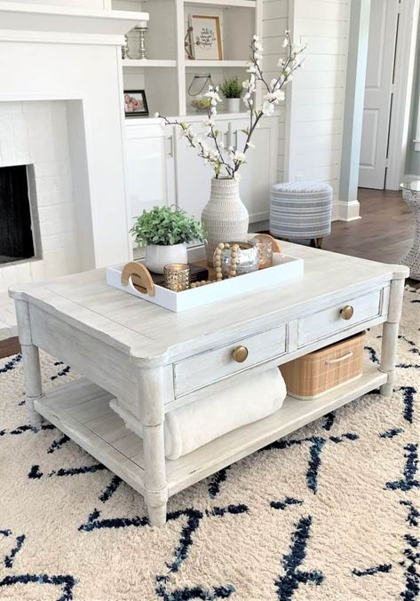 Coastal Cottage Coffee Table, White Coastal Coffee Table, Living Room With White Coffee Table, Modern Costal Decorating Coffee Tables, White Wooden Coffee Table, Off White Coffee Table, White Farmhouse Coffee Table, White Wash Wood Coffee Table, Coastal Farmhouse Coffee Table