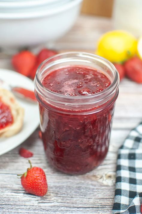 Easy Strawberry Jam Without Pectin Canning Recipe - Homesteading in Ohio Easy Strawberry Jam Recipe Without Pectin, Strawberry Jam Recipe Canning, Healthy Strawberry Jam Recipe, Strawberry Jam Recipe Without Pectin, Strawberry Jam Without Pectin, Easy Strawberry Jam Recipe, Freezer Jams, Apple Pie Jam, Jam Without Pectin