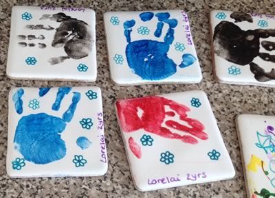 how to make hand print tile coasters                                                                                                                                                                                 More