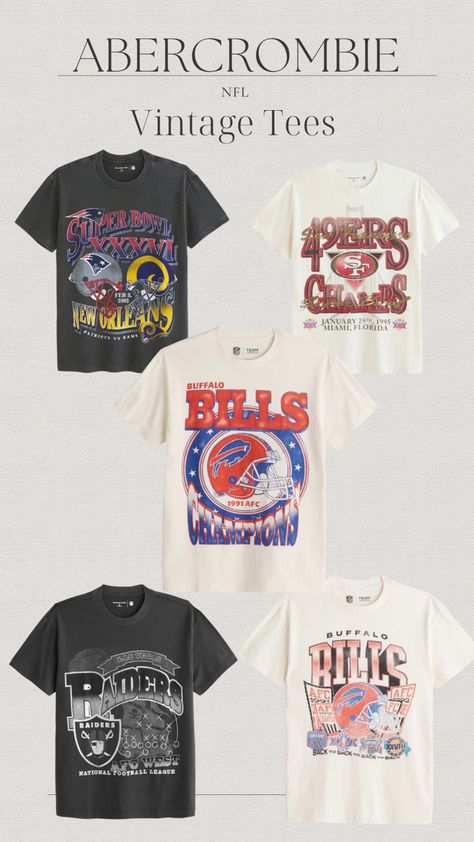 Abercrombie Graphic Tee, Vintage Nfl Shirts, Vintage Nfl Sweatshirt, Football Merch, Superbowl Sunday, Football Outfit, Football Graphic Tee, Cool Shirt Designs, Vintage Football Shirts