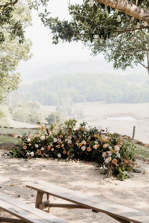 Semi Circle Wedding Ceremony Flowers, Wedding Floor Arch Flowers, Wedding Ceremony Low Flowers, Semi Circle Ceremony Flowers, Wedding Ceremony Floor Decor, Floor Ceremony Flowers, Floor Floral Arrangements Wedding Ceremony, Floor Arch Wedding Ceremony, Floor Arbour Wedding