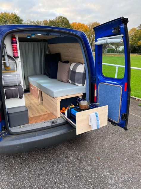 **PRICED TO SELL** Beautiful VW Caddy Micro-camper ⋆ Quirky Campers Micro Camper Van, Slide Out Bed, Micro Camper Diy, Vw Caddy Camper, Berlingo Camper, Ford Connect, Small Camper Vans, Caddy Camper, Vw Caddy Maxi