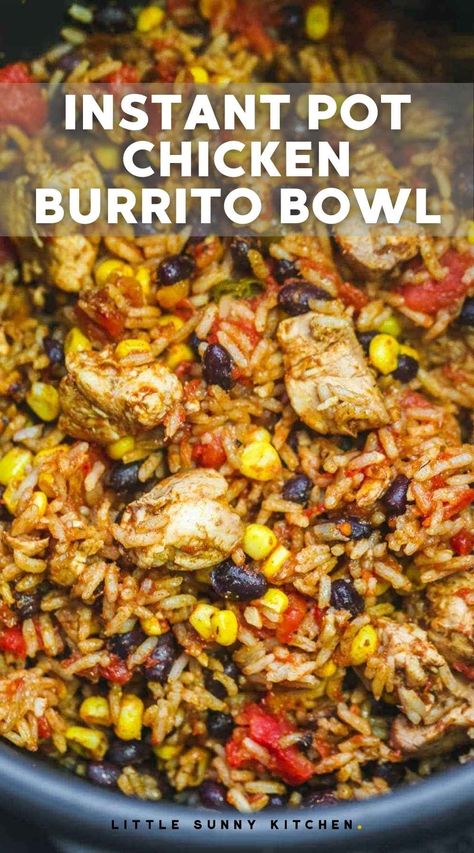 If you're a fan of Mexican flavors, then you're going to love these super easy and quick Instant Pot burrito bowls made with chicken and black beans. Top with your favorite toppings and enjoy in a bowl, or simply wrap in a warmed-up tortilla. Instant Pot Chicken Burrito Bowl, Chicken Burrito Bowls, Homemade Taco Seasoning Mix, Nourish Bowl, Fantastic Recipes, Chicken Burrito, Chicken Burrito Bowl, Scrumptious Food, Power Bowls