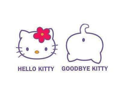 Hello Kitty ~ Goodbye Kitty Goodbye Kitty, Hello Kitty Funny, Hello Goodbye, Charmmy Kitty, Kitty Drawing, Hello Kitty Plush, Crazy Cat Lady, Bones Funny, Crazy Cats