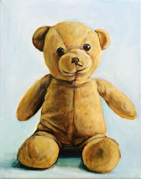 Toy Painting, Childhood Artists, Childhood Objects, Childhood Artwork, Toy Drawing, Childhood Art Gcse, Stuffed Animal Painting, Childhood Nostalgia Art, Childhood Memories Art Nostalgia