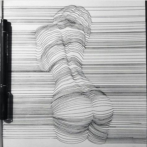 Drawing With Lines, Form Design, White Photo, Life Drawing, Op Art, The Shape, Figure Drawing, 그림 그리기, Amazing Art