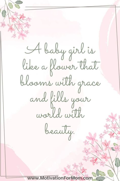 This list of baby girls quotes are all so great at explaining the joys of having a sweet baby girl. They are all quotes about having a daughter, and what life is like when you are expecting a new baby girl. Quotes About Having A Daughter, Baby Daughter Quotes, Having A Baby Quotes, Baby Girl Announcement Quotes, Its A Girl Quotes, Baby Blessing Quotes, New Baby Girl Wishes, Expecting Baby Quotes