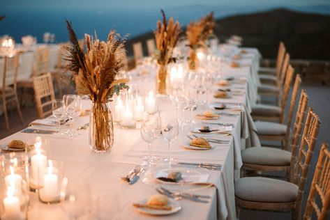 Dried flower centerpiece with pampas, bunny tails, eucalyptus, limonium, bleached ruscus. Table Decorations With Candles, Centerpiece With Pampas, Bunny Tails Wedding Decor, Dried Flowers Centerpiece, Bridal Bouquet With Bunny Tails, Bunny Tails In Wedding Bouquet, Bunny Tail Grass Decor, Dried Bunny Tails, Dried Flower Centerpiece