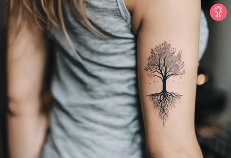 8 Bold Tree Roots Tattoo Ideas Symbolizing Growth & Renewal 4 Seasons Tree Tattoo, Weeping Willow Shoulder Tattoo, Rooted Tattoo, Roots Tattoo Ideas, Tree With Roots Tattoo, Trees Tattoo Design, Personal Growth Tattoo, Tree Roots Tattoo, Hand Tattoo Images