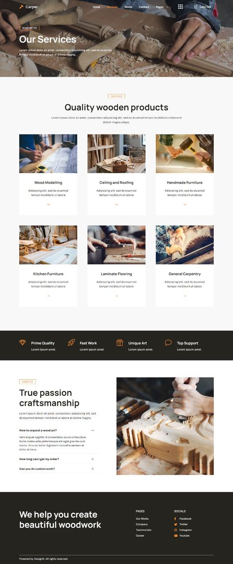 Carpentry Services, Service Website, Design Tech, Elegant Themes, Tech Design, Clean Design, Carpentry, Website Template, Service Design