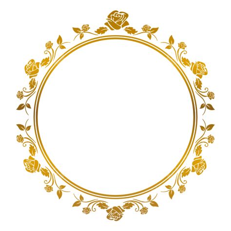 Gold Frame With Flowers, Circle Flower Design, Circle Frame Design, Flower Circle Frame, Golden Circle Frame, Gold Circle Frames, Circle Vector, Gold Png, Flower Frame Png