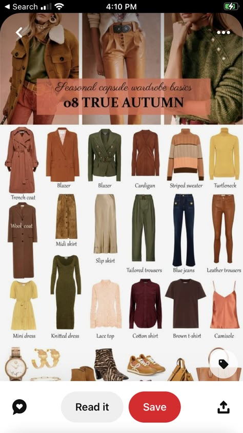 Natural Clothing Style, Autumn Color Palette Fashion, Warm Fall Outfits, Deep Autumn Color Palette, True Autumn, Capsule Wardrobe Basics, Style Analysis, Elevated Fashion, Style Chart