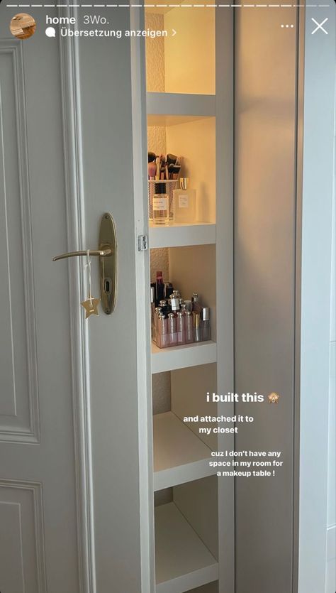 Perfumes Organization, Perfume Organization, House Essentials, Pinterest Room Decor, Room Ideas Bedroom, Bathroom Medicine Cabinet, Locker Storage, Wall Lights, Vanity