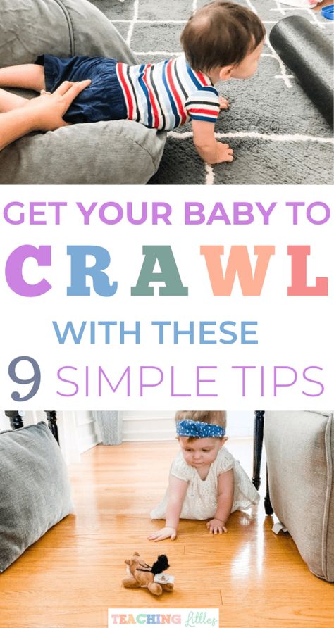 Infant Crawling Activities, Infant Floor Activities, When Do Babies Start Crawling, Developmental Activities For 9-12 Months, How To Teach Baby To Crawl, Teaching Baby To Crawl, Baby Crawling Tips, 9 Month Baby Activities, Infant Motor Skills Activities