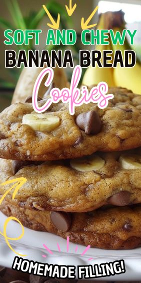 Soft and Chewy Banana Bread Cookies Soft Banana Cookies, Sugar Cookie Banana Bread, Banana Cookies 3 Ingredient, Banana Bread Cookies Recipe, Banana Cookie, Banana Bread Cookies, Homemade Banana Bread, Bread Cookies, Banana Cookies