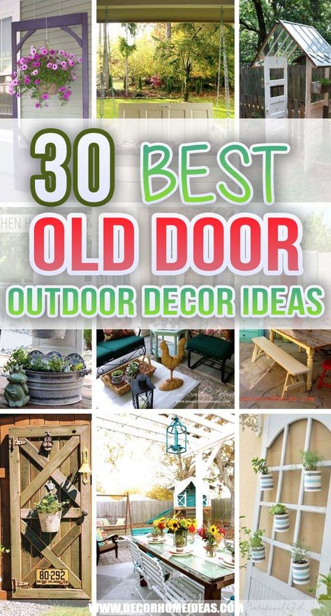 Things To Do With Old Doors Home Decor, Old Door Ideas Outdoor, Old Doors Yard Decor, How To Use Old Doors In The Garden, Outdoor Doors Ideas Backyards, Repurposed Doors Garden, Shutters In Garden Decor, French Door Decor Ideas Diy Projects, Old Door Gazebo Ideas