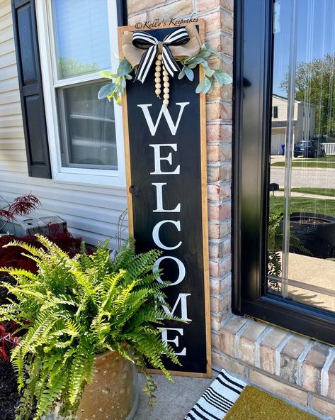 Welcome Porch Leaner Porch Decor Porch Welcome Sign 4ft - Etsy Tall Front Porch, Welcome Porch Leaner, Welcome Signs Front Door, Outdoor Welcome Sign, Door Signs Diy, Diy Front Porch, Wooden Welcome Signs, Front Porch Signs, Porch Welcome Sign