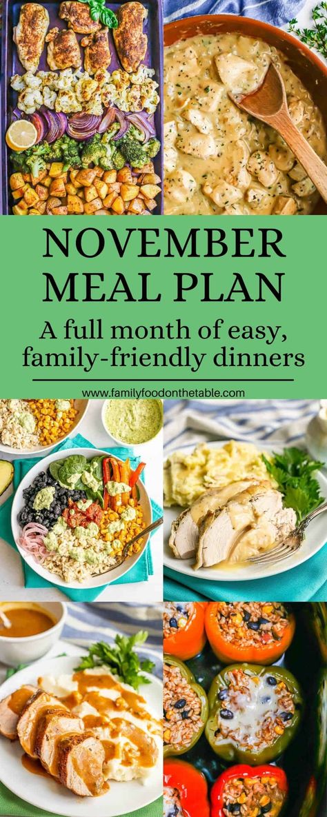 Weekly Meal Plan Ideas Families, Weekly Dinner Schedule Menu Planning, One Week Family Meal Plan, Meal Prep Month Menu Planning, Weekly Meal Schedule Ideas, Healthy Meal Planning For Family, Meal Plan For A Week Families, Meal Plan Menu Ideas, Easy Weeknight Meal Plan