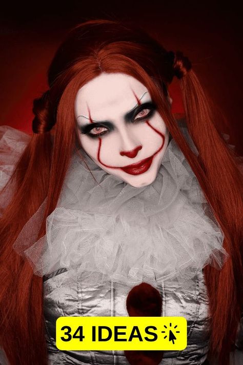 clown hairstyles, costume hairstyles, showstopping hairstyles Clown Hairstyles, Clown Aesthetic, Clown Hair, Bun Styles, Voluminous Curls, Clown Costume, Clown Makeup, Fiery Red, Orange Hair