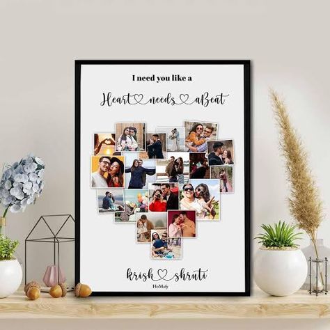 Heart Picture Collage, Collage Photo Frame Design, Heart Picture Frame, Dream Frame, Heart Collage, Collage Frame, Camera Angles, Plant Projects, Photo Frame Design