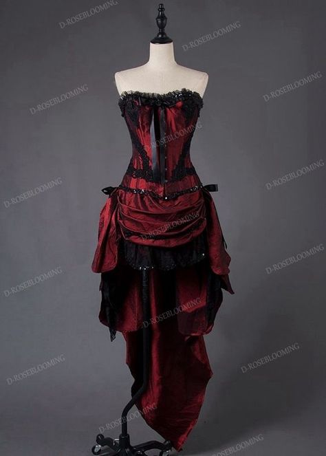 Burgundy Gothic High-low Party Dress D1027 Red Gothic Dress, High Low Party Dresses, Vampire Dress, Vampire Clothes, Goth Dress, Fantasy Gowns, Gothic Dress, Fantasy Dress, Gothic Outfits