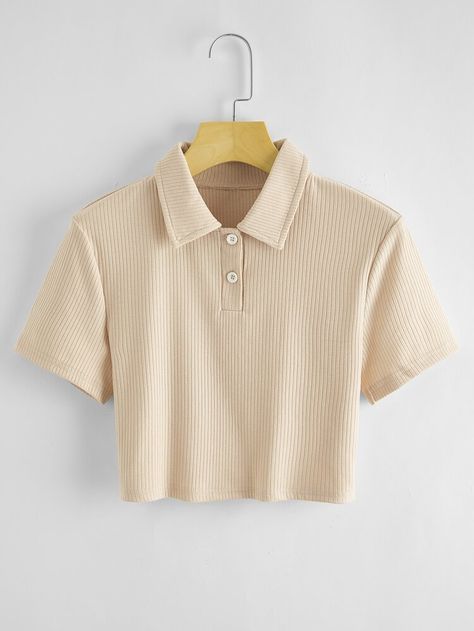 Crop Polo Shirt, Cropped Polo Shirt, Korean Girl Fashion, Really Cute Outfits, Girls Fashion Clothes, Florence Italy, Knit Tees, Mode Inspiration, Teen Fashion Outfits