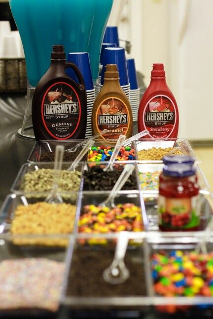 Sundae bar! Yes,  at my wedding,  with soft-serve ice cream! Yummmm. Photography by @cmatneygirls Wedding Ice Cream Bar, Ice Cream Sundae Party, Ice Cream Station, Sundae Party, Halloween Ice Cream, Milkshake Bar, Ice Cream Sundae Bar, Ice Cream Menu, Ice Cream Business