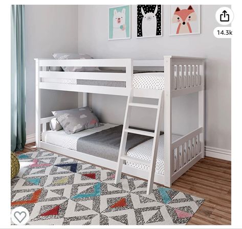 Cute white bunk bed, low to the ground Low Bunk Bed, Solid Wood Bunk Beds, Low Bunk Beds, Wooden Bunk Beds, Wood Platform Bed Frame, Wood Bunk Beds, Top Bunk, Slatted Headboard, Solid Wood Platform Bed