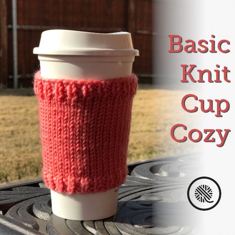 Keep your coffee warm on the go with my Baisc Knit Cup Cozy pattern. This needle knit pattern is a quick knit with my video tutorial. Knit Coffee Cozy Pattern, Cup Cozy Knitting Pattern, Knit Cup Cozy, Knit Coffee Cozy, Coffee Cozy Pattern, Mug Cozy Pattern, Knit Tea Cozy, Mug Cover, Tea Cozy Pattern