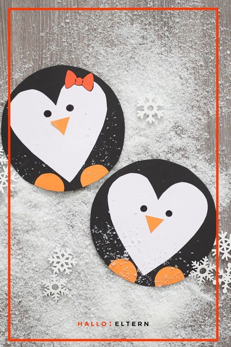 Penguin Kids Craft, Winter Animals Crafts For Toddlers, Penguin Art For Kids, Pinguin Craft, Diy Penguin Ornament, Crafts For Little Kids, Crafts For Kids Winter, Diy With Kids, Christmas Card For Teacher