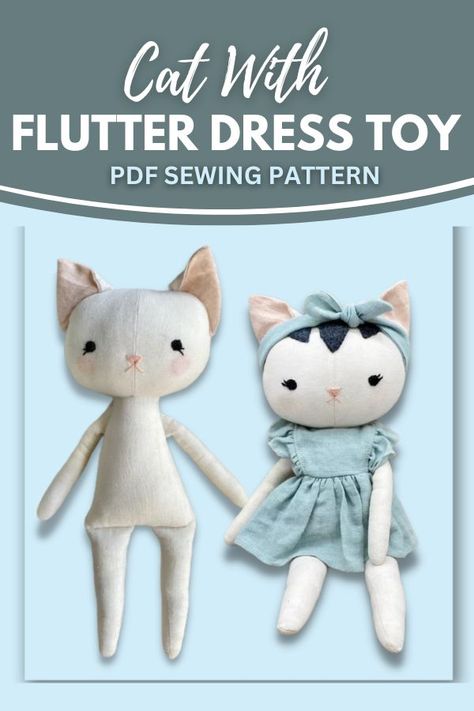 Tela, Cat Toy Sewing, Teddy Bear Sewing Pattern, Doll Patterns Free, Toy Sewing, Girls Dress Sewing Patterns, Animal Sewing Patterns, Stuffed Animal Cat, Baby Sewing Patterns