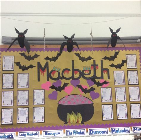 Macbeth Display Macbeth Bulletin Board, Macbeth Display Classroom, Macbeth Display, Classroom Displays Secondary, English Classroom Displays, Macbeth Themes, 8th Grade English, Teaching Shakespeare, English Ideas