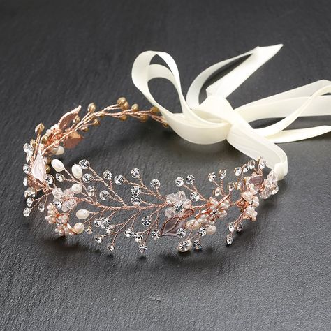 Silver Leaf Headband, Hair Plates, Bridal Accessories Headpieces, Gold Bridal Headband, Rose Gold Headband, Fantasy Accessories, Vine Headband, Rose Gold Lace, Tikki Y Plagg