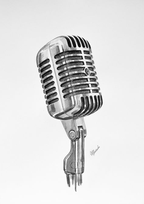 Music Mic Tattoo, Microphone Tattoo Stencil, Vintage Microphone Drawing, Mic Tattoo Design, Microphone Tattoo Design, Mic Drawing, Tattoo Designs Music, Old School Microphone, Mic Tattoo