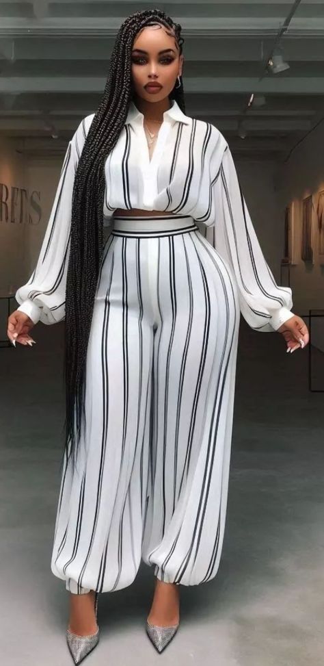 Trouser Two Piece Outfits, Best Lady Style For Wedding, 2pcs Outfit For Ladies, How To Style One Piece Jumpsuit, Vintage Styles For Ladies, White African Dresses For Women, 2piece Outfits Pants, White Trousers Outfit Classy, Luncheon Outfits For Women