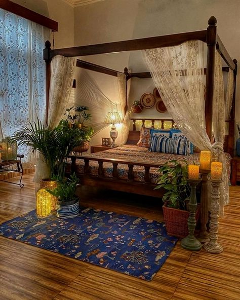 Indian Room Decor, Indian Bedroom Decor, India Home Decor, Interior Design Your Home, Indian Home Design, Indian Home Interior, Bedroom Decor Design, Cozy Room Decor, Canopy Bed