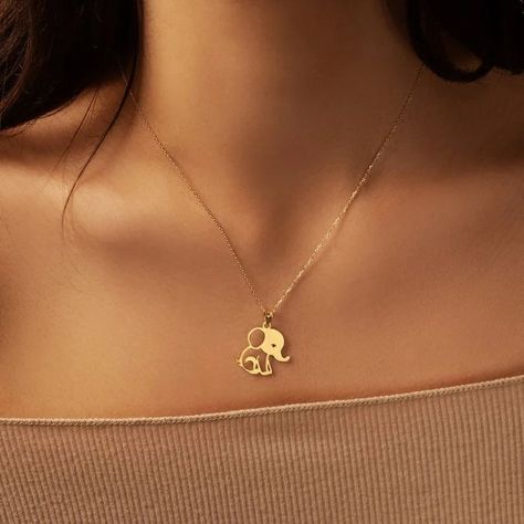 Sterling Silver 18K Gold Plated Elephant Necklace | Animal Jewelry | Summer Necklace | Funny Jewelry| Diamond-Cut Chain #necklace #jewellery #handmade #earrings #fashion #gift Elephant Locket Gold, Elephant Pendant Gold, Gold Elephant Pendant, Elephant Necklace Gold, Pinterest Jewelry, Funny Jewelry, Elephant Jewelry, Elephant Trunk, Gold Elephant