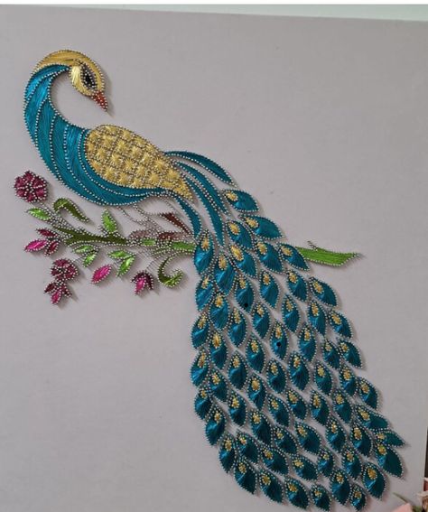 Peacock Drawing For Embroidery, Beats Work Embroidery Design, Pecock Model Aari Work, Pecock Model Aari Work Drawing, Peacock Aari Design, Embroidery Peacock Designs, Peacock Hand Embroidery Designs, Aari Work Peacock Designs, Peacock Embroidery Designs Blouse