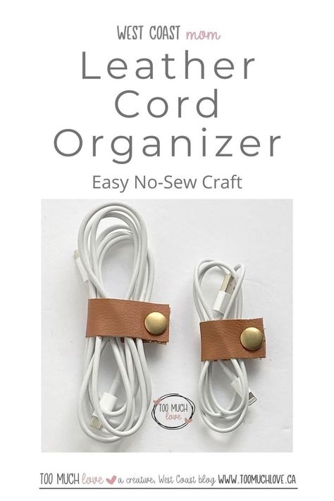 This easy, no-sew craft is sure to help you organize your life. Leather Cord Organizer, Leatherworking Tools, Studs Diy, Sew Projects, Cord Organizer, Leather Rivets, Woo Hoo, Leather Card Wallet, Cord Organization