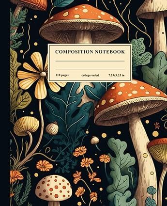 Composition Notebook College Ruled: Vintage Fungi Botanical Illustration Composition Book | Cute Mushroom Aesthetic Journal for School, College, Office or Work: Oldsworth, Emmett: Amazon.com: Books Cute Mushroom Aesthetic, Diary Cover Design, Nook Books, Illustration Composition, Journal For School, Aesthetic Notebooks, College Office, Digital Writing, Diary Covers