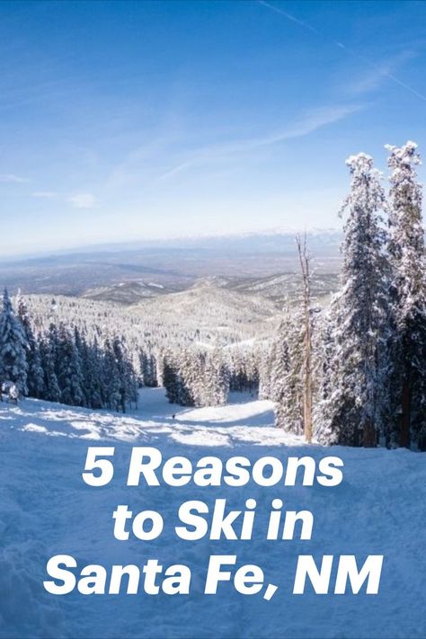 Santa Fe averages 325 days of sunshine per year. That's just one reason to come ski. Here are 5 more reasons to hit the slopes in Santa Fe! Santa Fe Winter, Sante Fe, Ski Vacation, Santa Fe Nm, Ski Resort, New Mexico, Santa Fe, Fun Things To Do, Skiing