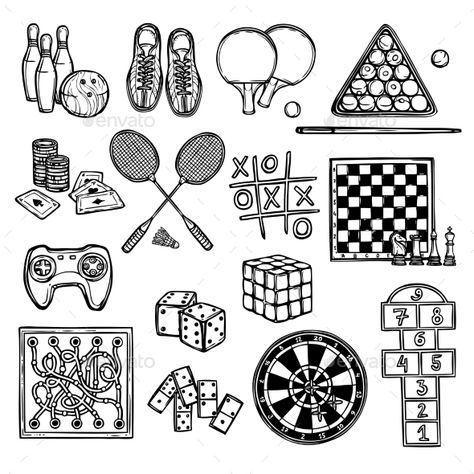 Board Game Doodle, Board Game Tattoo, Board Game Drawing, Board Game Illustration, Chess Stickers, Game Doodle, Games Drawing, Doodles Games, Embroidery Journal