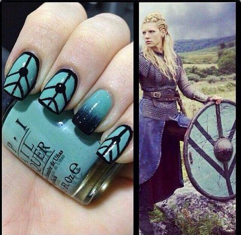 shield maiden nails Lagertha Shield, Nature Graphics, Wood Sanding, Viking Hair, Bracelet Viking, Shield Maiden, Manicure Nails, Nail Envy, Crystal Nails