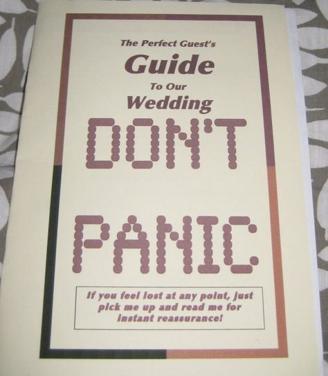 DIY Wedding Programs http://offbeatbride.com/2009/12/hitchhikers-guide-to-the-galaxy-program Nerd Wedding, Galaxy Wedding, Geeky Wedding, Nerdy Wedding, Funny Wedding Invitations, Geek Wedding, Hitchhikers Guide To The Galaxy, Funny Wedding Photos, Hitchhikers Guide