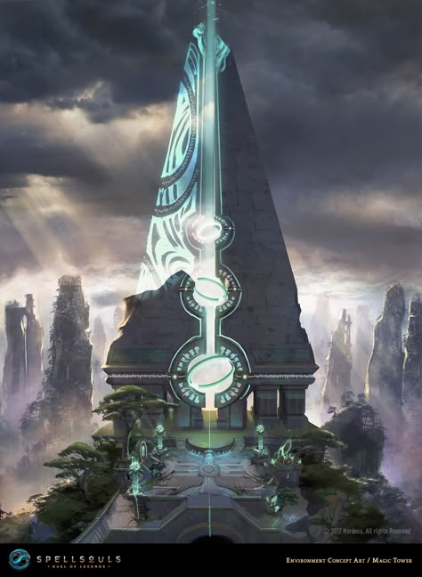 ArtStation - Spellsouls - Environment Concept Art - Magic Tower, Nordeus games Fantasy Statue Concept Art, Tower Of Babel, Location Inspiration, Fantasy Castle, Fantasy City, Fantasy Setting, Landscape Artwork, Fantasy Places, Fantasy Art Landscapes