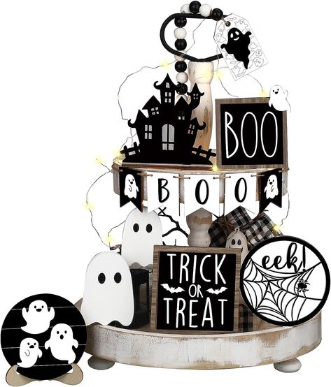 Halloween Tiered Tray Decor Set: you will receive 15 pieces of tiered tray decorations set blended in with Halloween elements and spirit; Each of them are adorable and well crafted, better decorating your table tray and other party stands
Halloween Elements: the Halloween wood signs are full of Halloween atmosphere, designed with delicate patterns in classic colors, presenting a rustic and vivid appearance. Halloween Wooden Signs, Décoration Table Halloween, Halloween Tiered Tray Decor, Rustic Halloween Decor, Table Halloween, Halloween Wood Signs, Tray Decoration, Home Wooden Signs, Halloween Elements