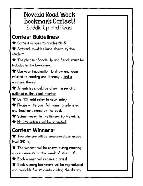 Bookweek 2024, Library Contests, Bookmark Contest, Bookmark Drawing, School Library Activities, Reading Bulletin Board, Library Bookmarks, March Reading, Reading Week