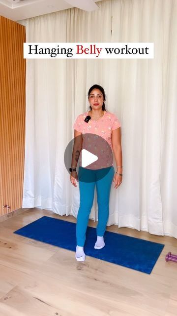 Nehafun&fitness🤸‍♂️🧘‍♀️ on Instagram: "Hanging Belly workout." Lower Belly Yoga Workout, Best Yoga For Flat Belly, Hanging Belly Exercises, Tummy Overhang Workout, Exercise For Hanging Belly, How Lose Belly Pouch, Hanging Belly Fat How To Get Rid, Hanging Belly Fat Workouts, Hanging Belly Workout